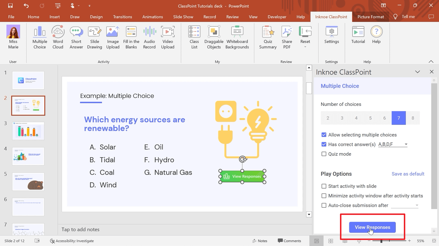 View MCQ responses edit m image r